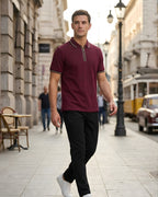 Zip Plain Polo T-Shirt