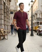 Zip Plain Polo T-Shirt