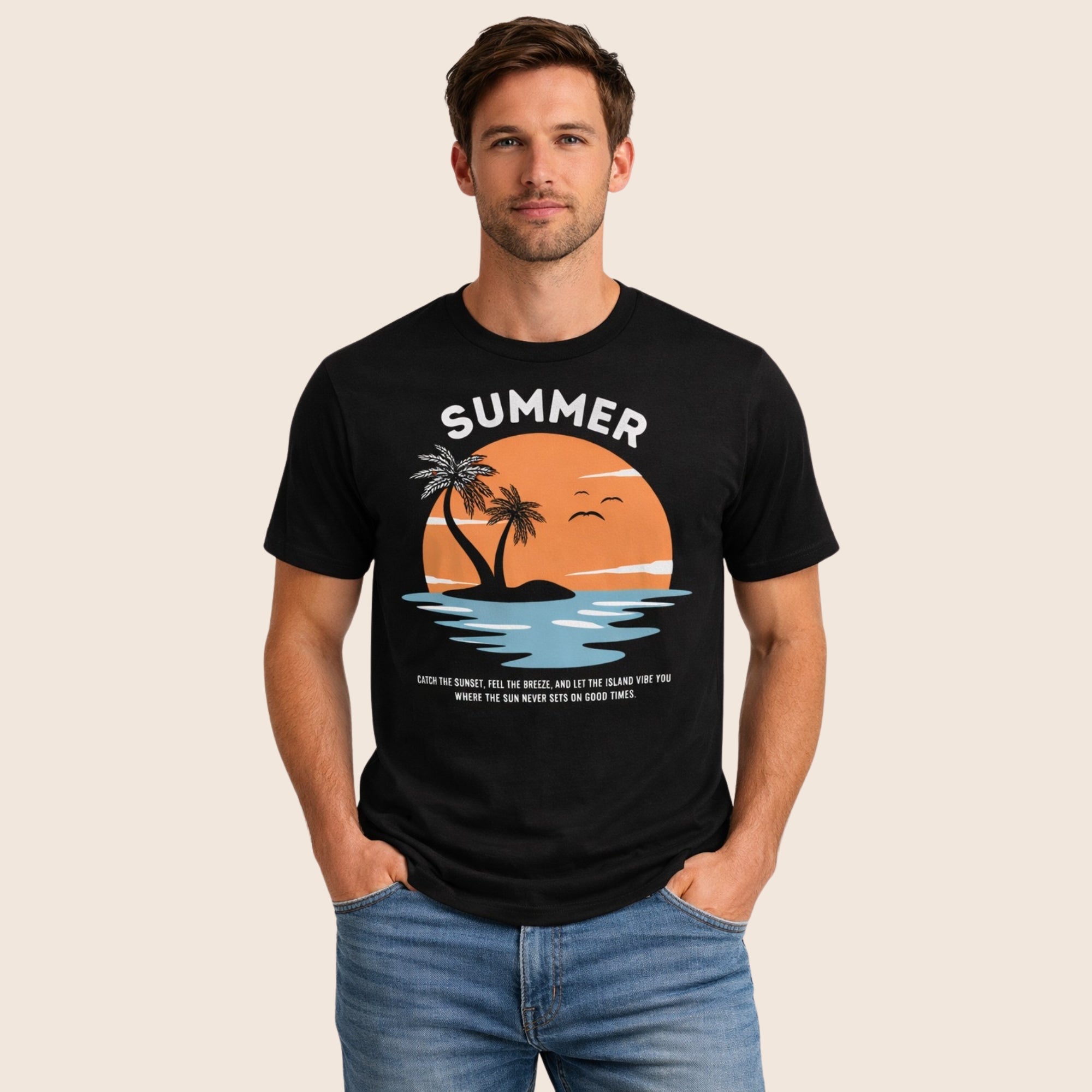 Black Summer Round Neck TShirt