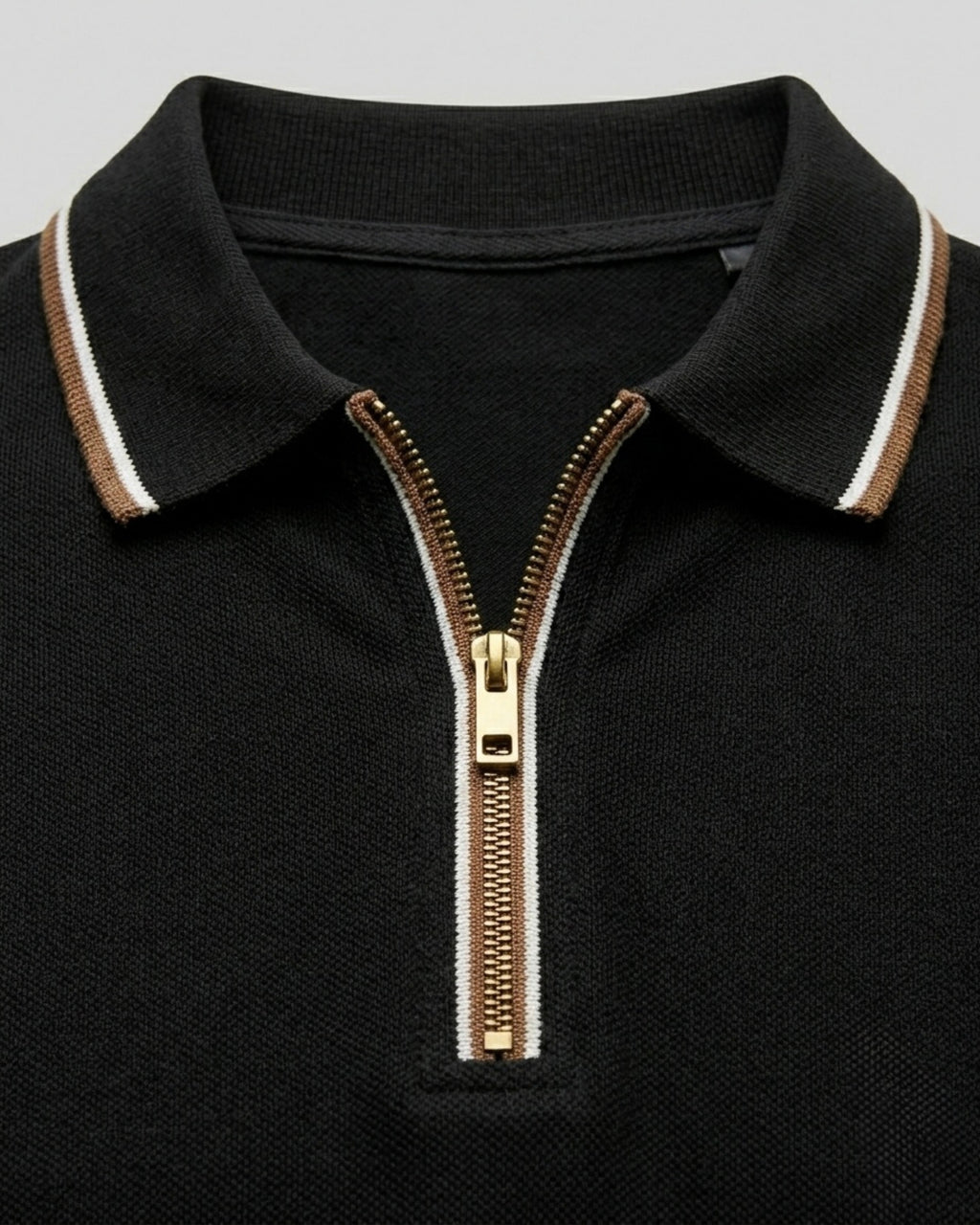 Zip Plain Polo T-Shirt