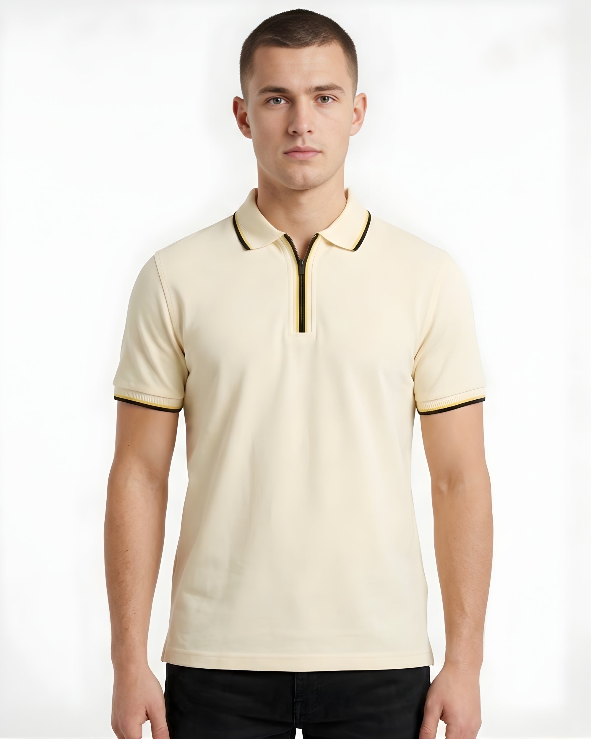 Zip Plain Polo T-Shirt
