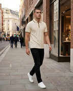 Zip Plain Polo T-Shirt