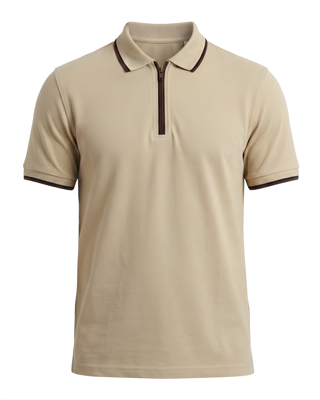 Zip Plain Polo T-Shirt