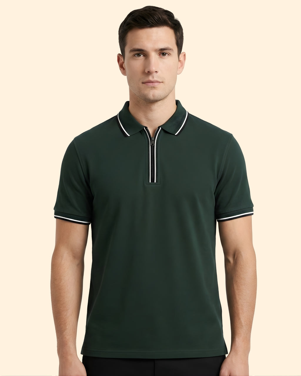 Zip Plain Polo T-Shirt