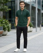 Zip Plain Polo T-Shirt
